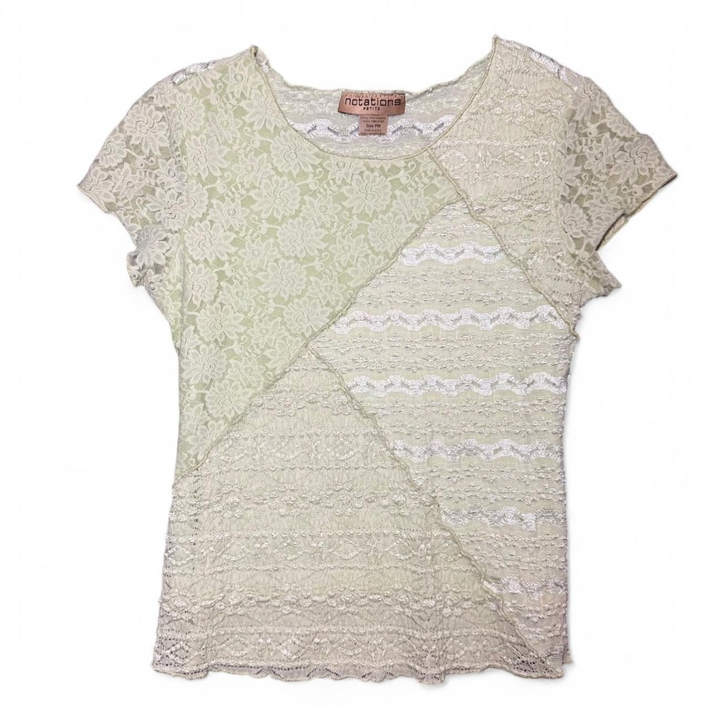 Y2K Shimmery‎ VTG lace baby tee - womens Petite M